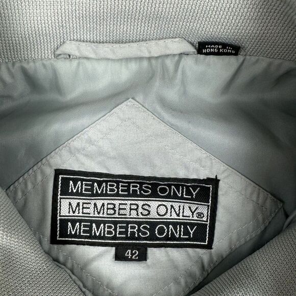 Members Only Vintage 80's Classic Cafe Racer Bomber Jacket Mens 42 Medium Gray - Picture 6 of 13